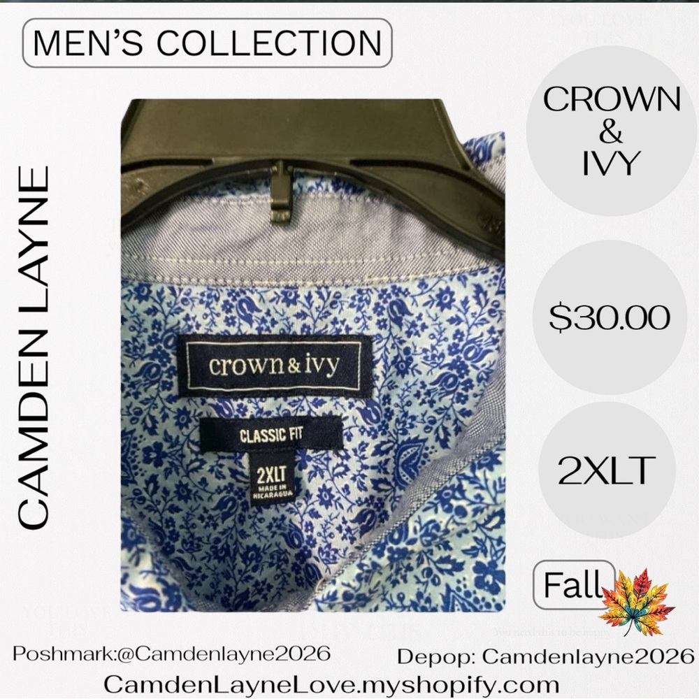 Crown & Ivy Light Blue Floral Patterned Shirt - Picture 5 of 7